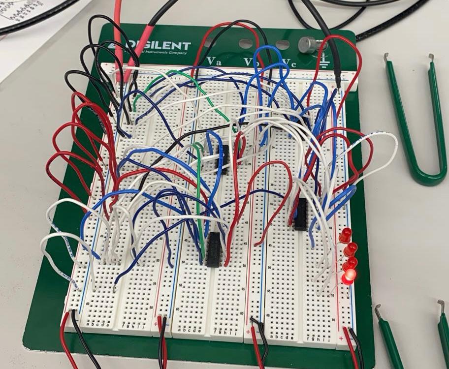 4-bit ALU on a breadboard